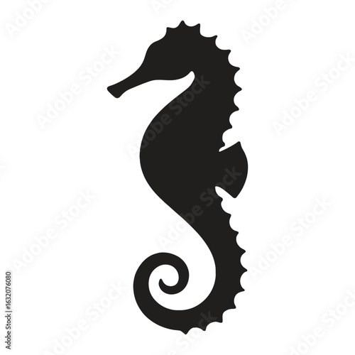 Black Seahorse Silhouette Vector - Marine Animal Illustration PNG Clipart for Logo Design