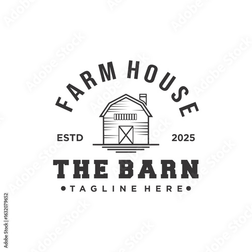 Minimalist vintage style barn farm logo design concept