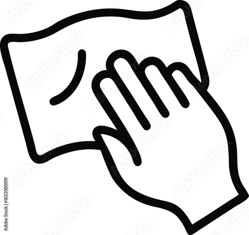 Hand wiping surface with a cloth icon isolated on transparent background