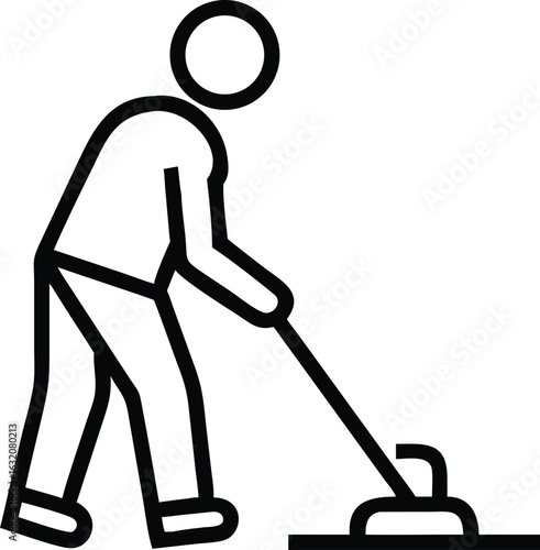 Curler sweeping ice with broom isolated on transparent background