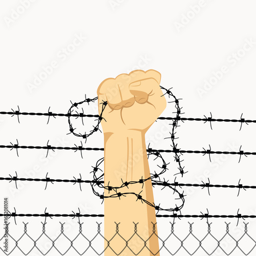 prison objection icon inmate hands bared wire sketch