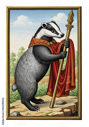 Mythical Badger King with Staff and Cloak