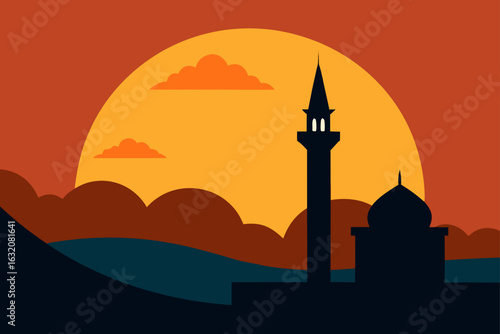 mosque at sunset