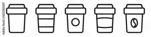 Paper coffee cup line icon.