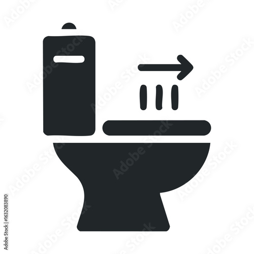 Bidet functionality icon with toilet and water spray indicator arrow