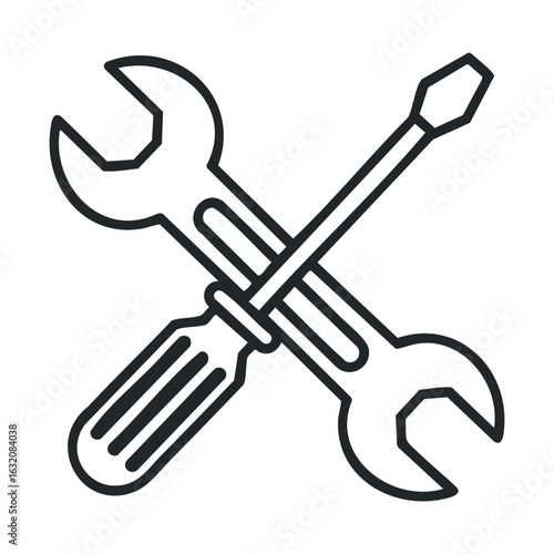 Wrench and screwdriver line icon - tools for repair and maintenance