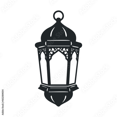 Vintage middle eastern lantern silhouette with ornate geometric patterns