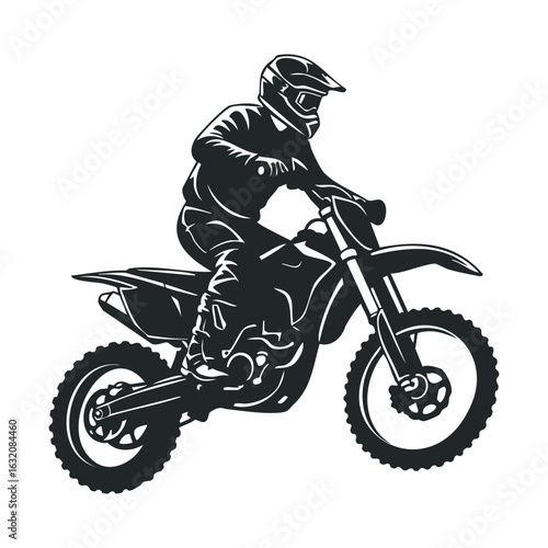 Silhouette of motorcyclist in action on off-road bike