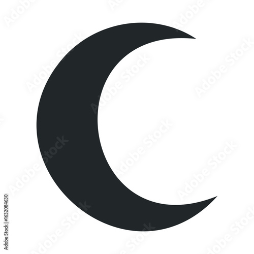 Black crescent moon on white background