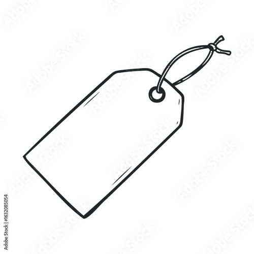 Simple black and white hang tag illustration with string loop