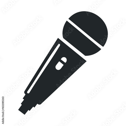 Black and white microphone icon for audio and music applications
