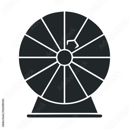 Monochrome abstract wheel with segmented design and broken section