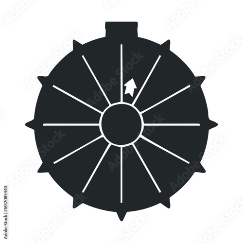 Black circular industrial ventilation fan icon with arrow symbol