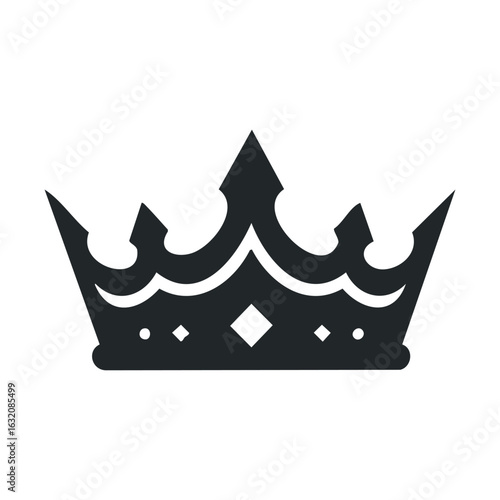 Minimalist black crown icon symbolizing royalty and elegance