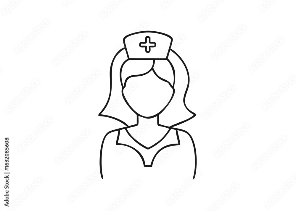 Obraz premium Artistic single line drawing of a medical professional in a continuous flow representing dedication and care isolated on white background