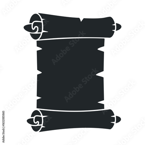 Vintage scroll silhouette: blank ancient document with rolled edges