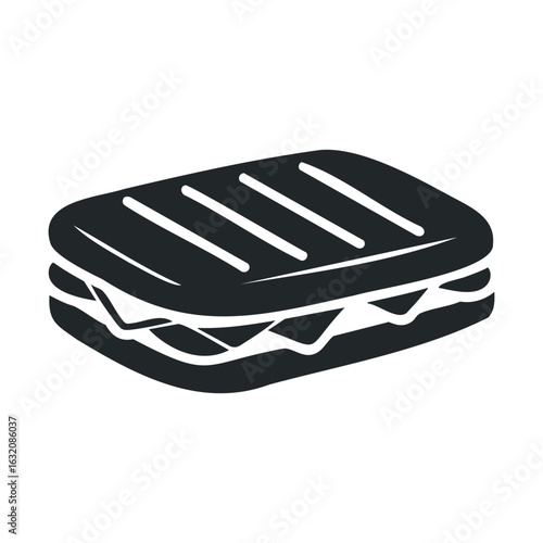 Grilled cheese panini icon in black and white