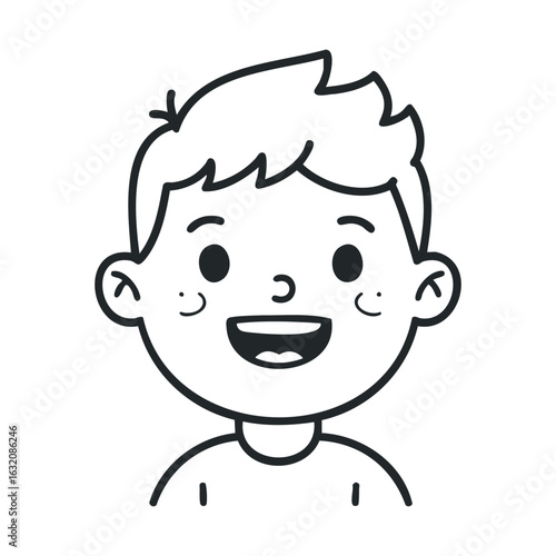 Smiling cartoon boy illustration with short hair