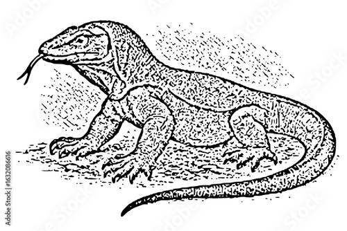 Silhouette of a lizard isolated on white background in vector style featuring reptile and wildlife elements