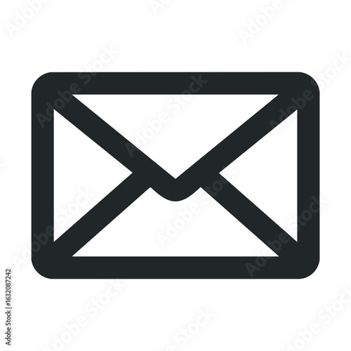 Black envelope icon on white background - simple mail symbol