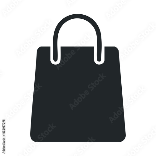 Simple black shopping bag icon on white background
