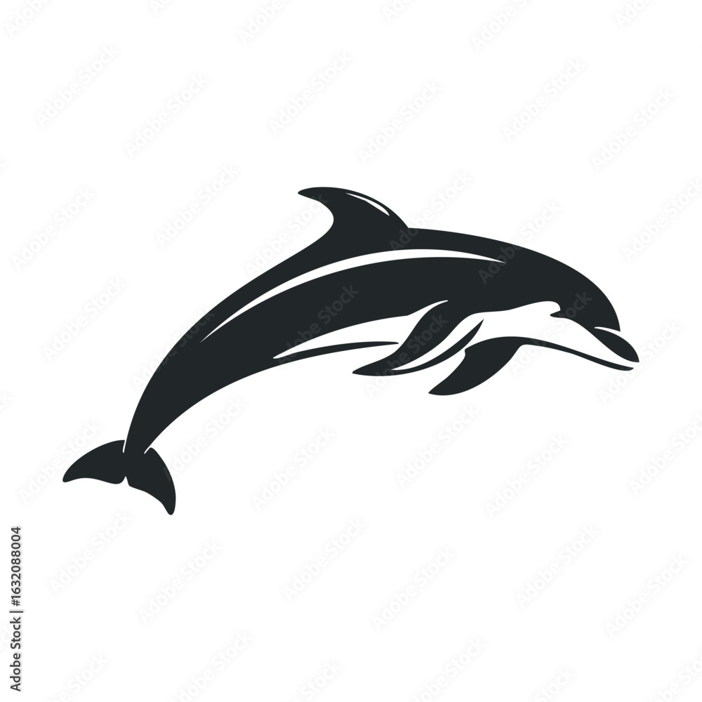 Fototapeta premium Silhouette of a graceful dolphin in mid-jump