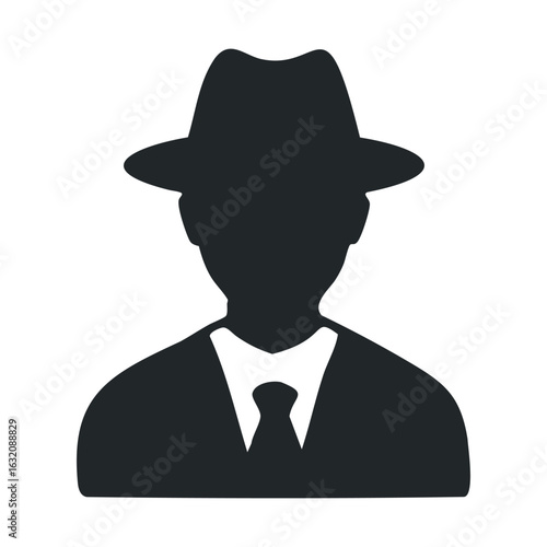Silhouette of man in hat and suit