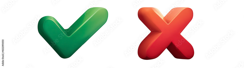 Obraz premium Green checkmark and red X (3)