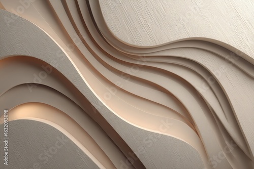 Abstract beige and cream wavy texture, elegant flowing modern background.