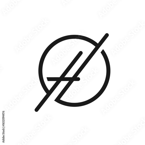 Simple Line Circle Crossed Out Symbol Graphic Resource Element