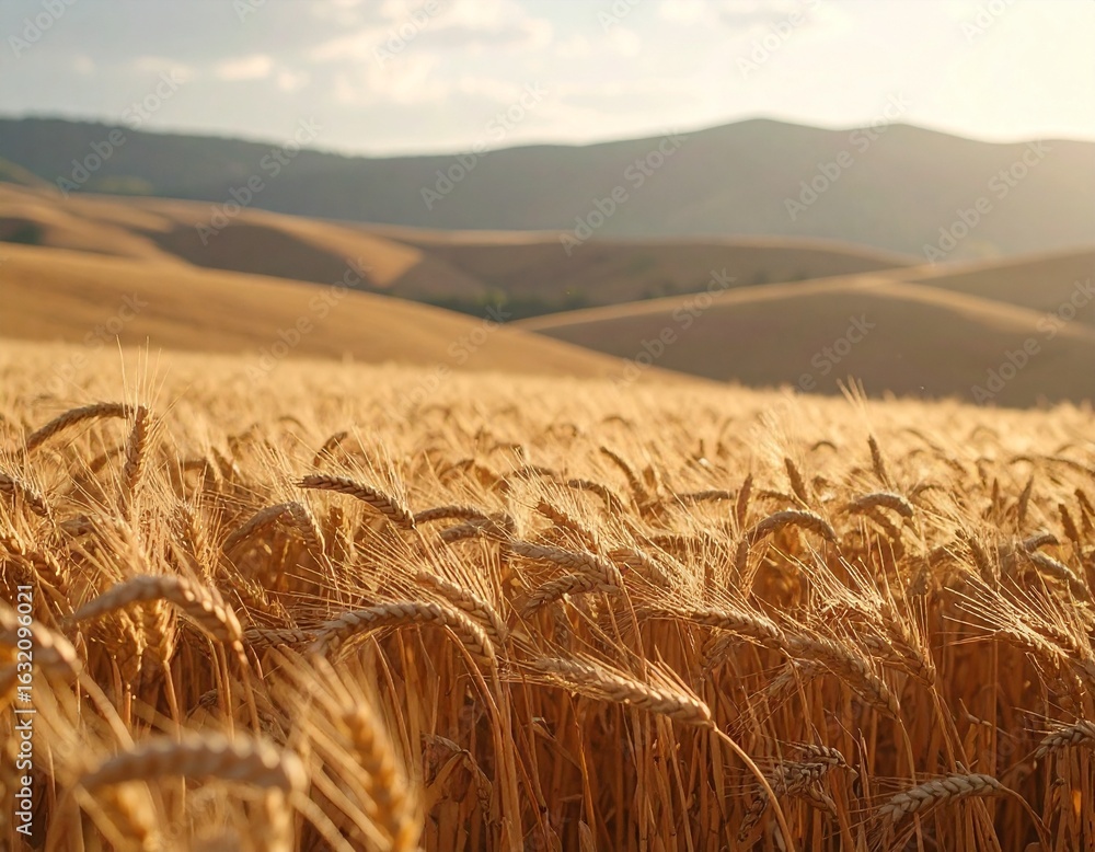 Obraz premium Golden Field of Wheat Swaying in Wind