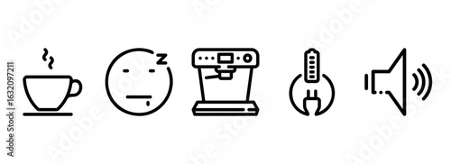 Morning Routine and Energy Boost Themed Outline Icon Collection