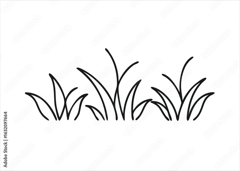 Fototapeta premium Collection of diverse bush and grass shrub silhouettes in various natural forms isolated on white background