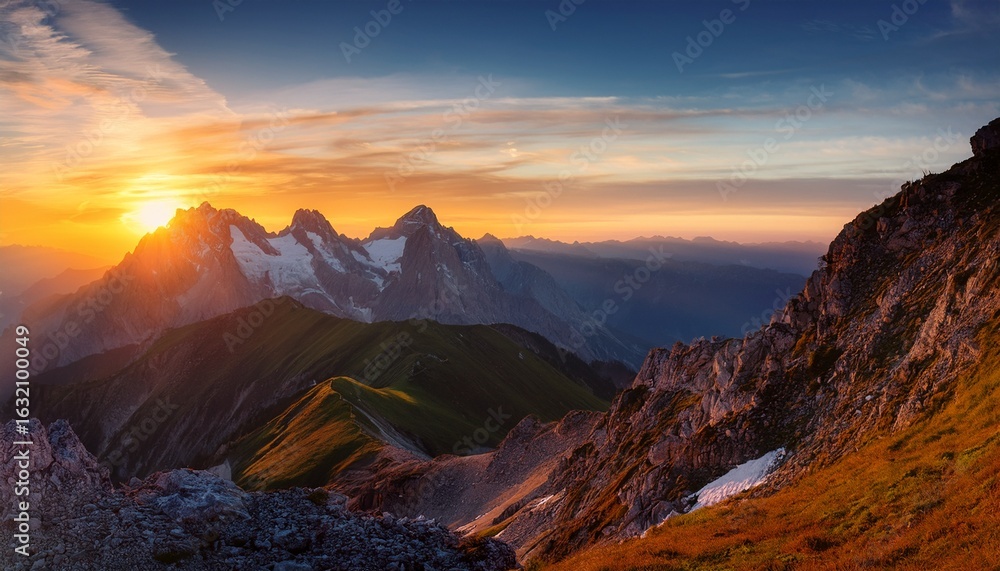 Obraz premium beautiful view of the mountains during sunset and beautiful landscape