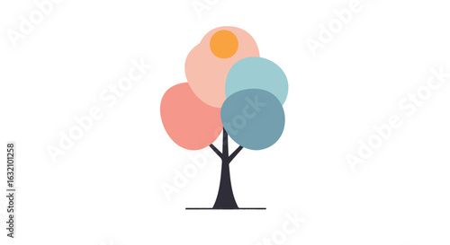 Diversity tree symbol in pastel colors for inclusive design concepts
