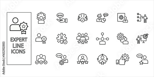 expert icons. knowledge, competence, specific and more. line simple vector
