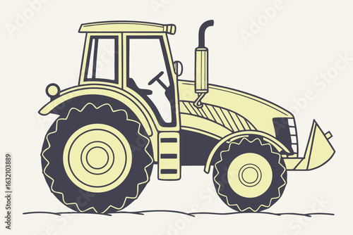 "Agricultural Tractor Farm Equipment Machine: Rural Work Vector Drawing for Agriculture Industry Design"
