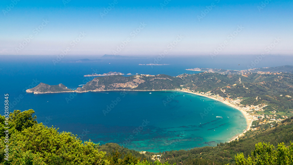 Obraz premium Beautiful landscape of the Agios Georgios village, Ionian islands and the sea. Corfu island. Greece.