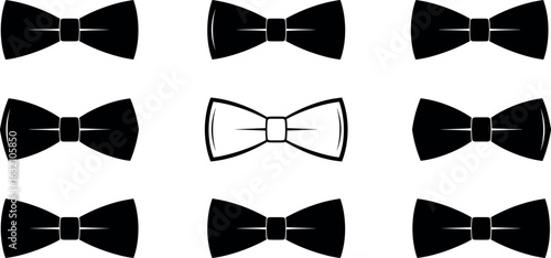 Black and White Bow Ties Pattern, Elegant Fashion Accessory, Formal Wear, Seamless Vector Design, Isolated Illustration for Adobe Stock Image