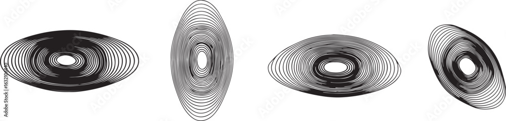 Fototapeta premium Four ornate oval beads isolated on transparent background