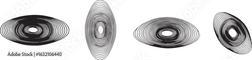 Four ornate oval beads isolated on transparent background