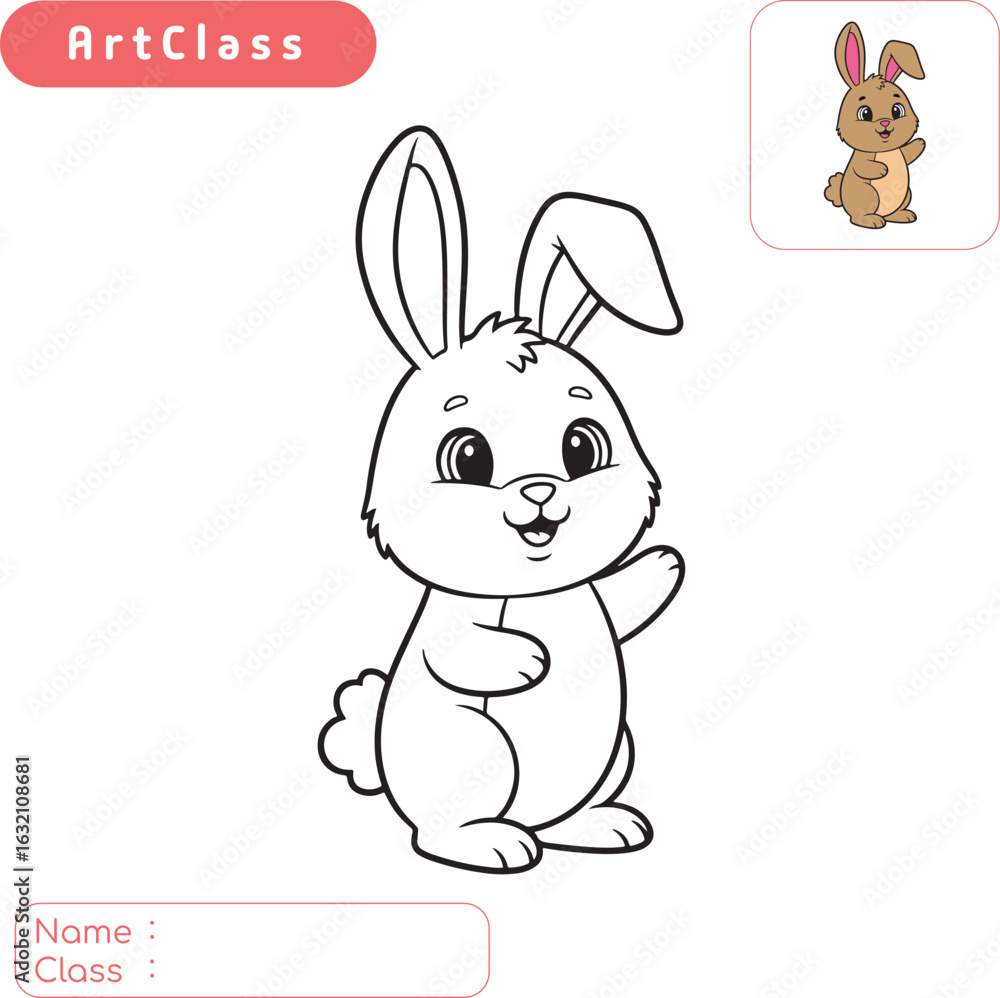 Cute coloring page of a friendly cartoon rabbit. Simple vector illustration for children's activities, printable worksheets, and educational projects. Perfect for kids to color and learn. Cute coloring page of a friendly cartoon rabbit. Simple vector illustration for children's activities, printable worksheets, and educational projects. Perfect for kids to color and learn.