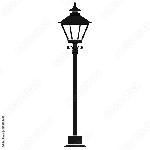 Iron Lantern Post Vector – Classic Street Light Design