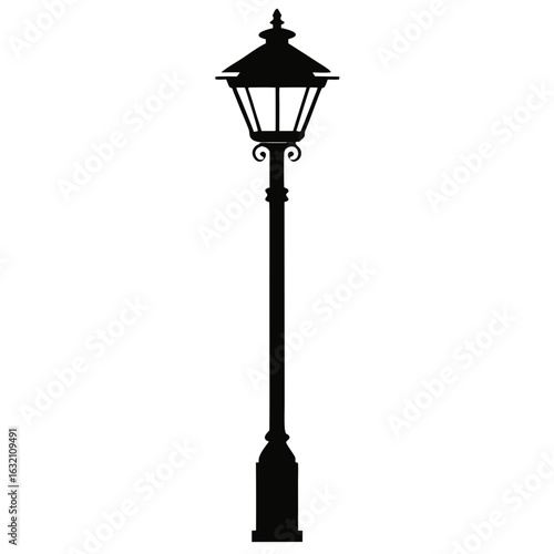 Iron Lantern Post Vector – Classic Street Light Design