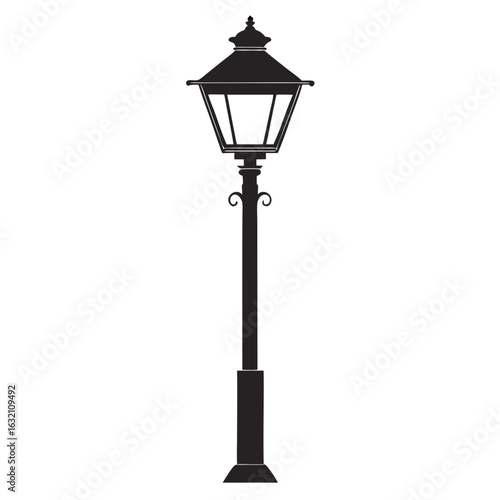 Iron Lantern Post Vector – Classic Street Light Design