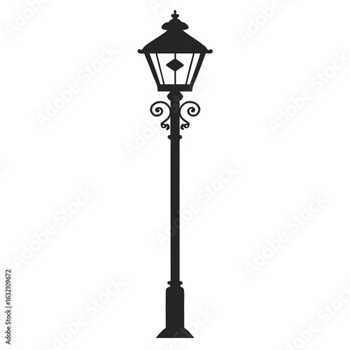 Iron Lantern Post Vector – Classic Street Light Design