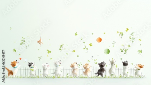 Playful dogs enjoying a sunny day at the park fun scene whimsical environment cheerful viewpoint joyful concept