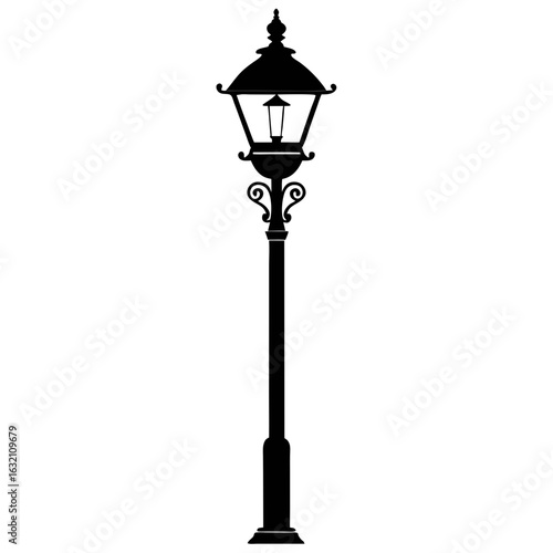 Iron Lantern Post Vector – Classic Street Light Design