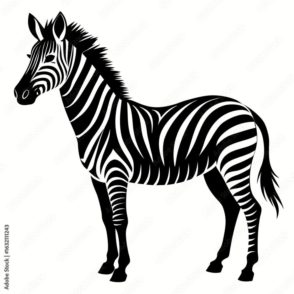 Obraz premium Zebra vector clean black silhouette design white background