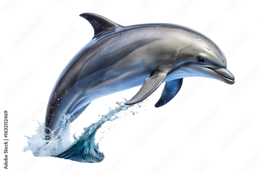 Obraz premium jumping dolphin isolated - on a white background PNG. GENERATIVE AI